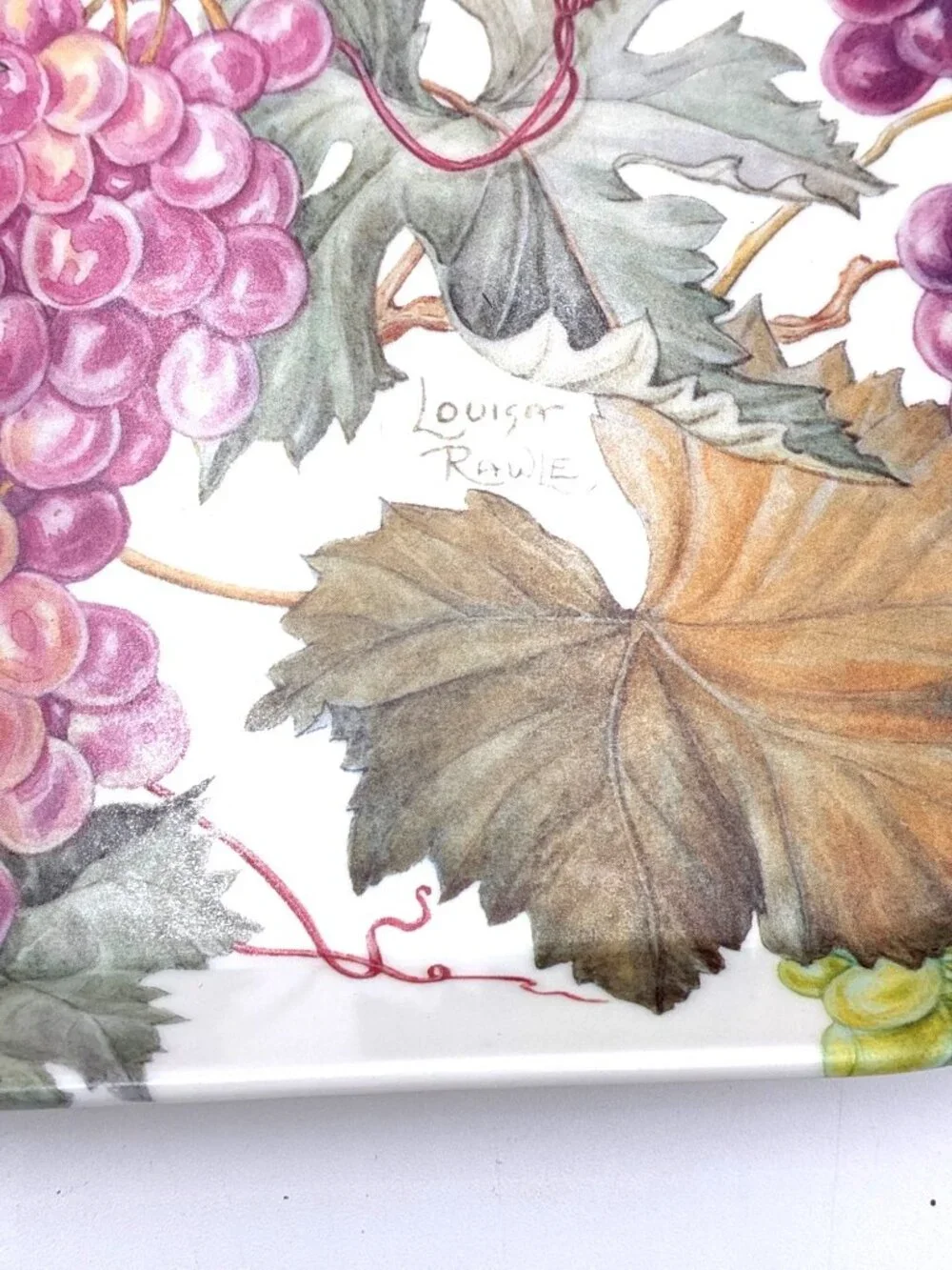 Vtg Louisa Rawle Melamine Serving Tray Grapes Vine RDE Imports Italy 17.5 x11.5